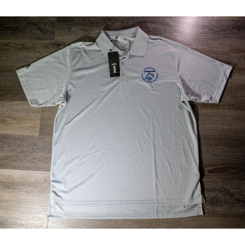 Adidas Polo Shirt‎ Mens XL Gray Short Sleeve Golf Climalite Air Space 75 Logo